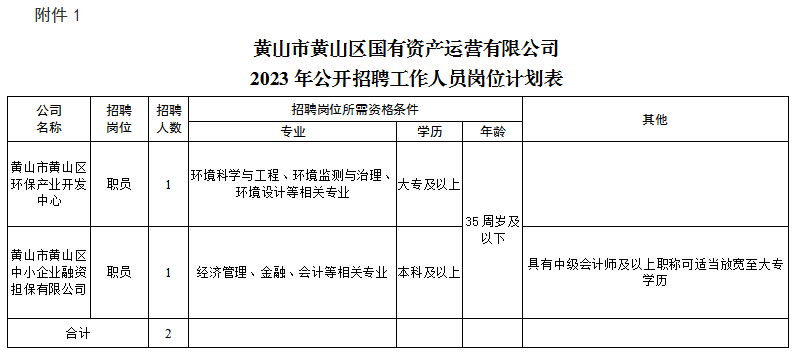 黃山市黃山區(qū)國有資產(chǎn)運(yùn)營有限公司招聘工作人員公告
